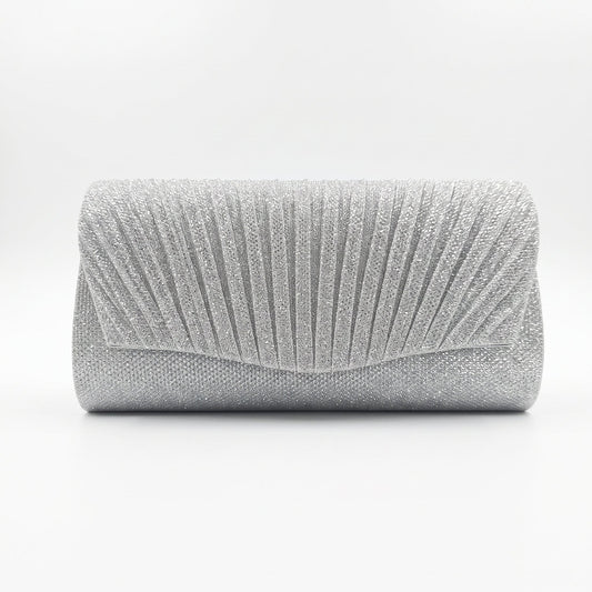 Silver Rhinestone Fan Clutch