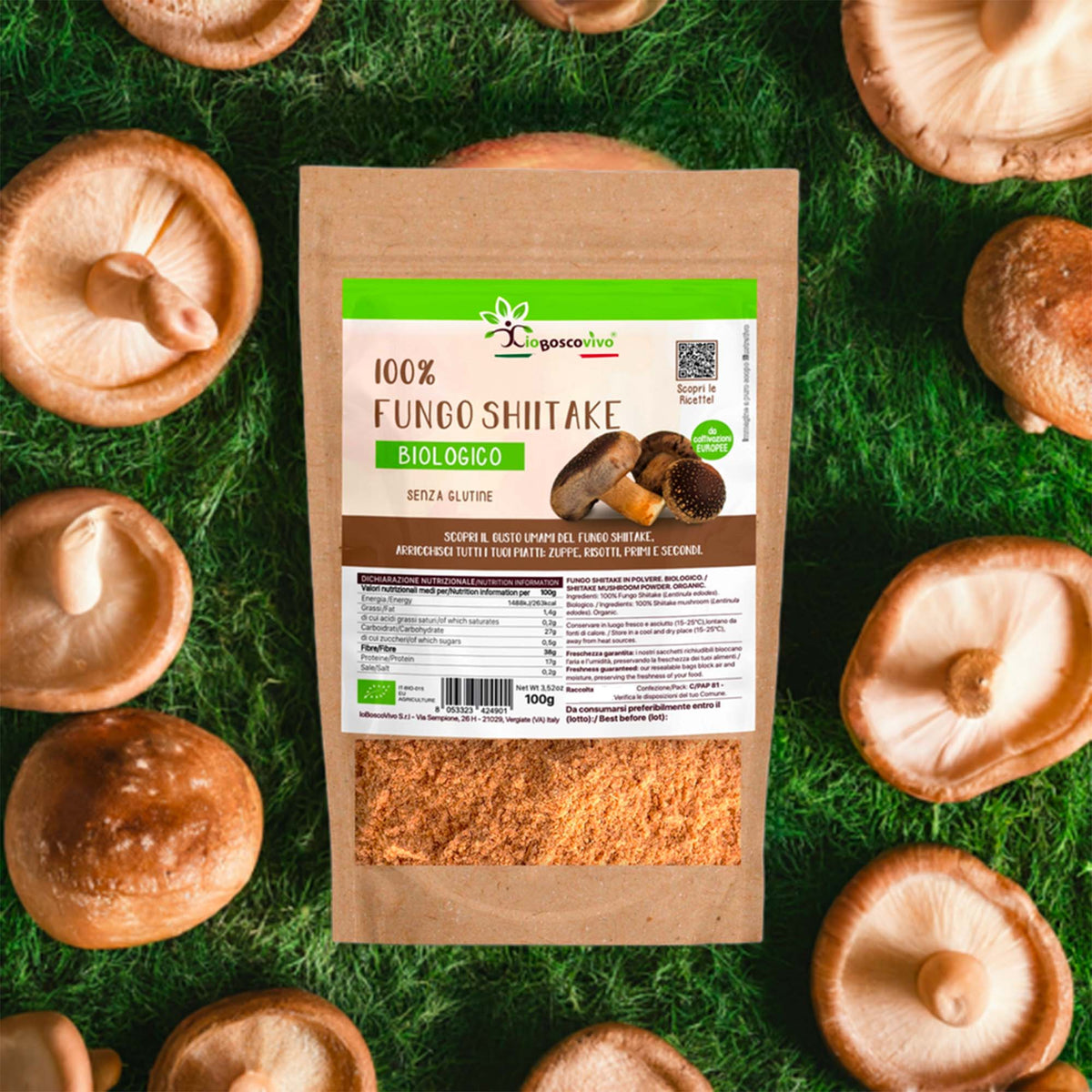 100% Cogumelo Shiitake em pó ORGÂNICO - 100g