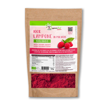 100% gefriergetrocknete Himbeere in Pulverform BIO - 100g Ideal zum Färben deiner Rezepte!