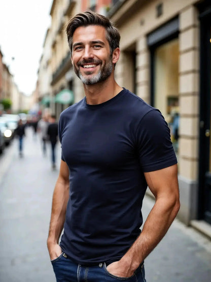 Marzamemi : t-shirt homme Muscle Fit bleu marine