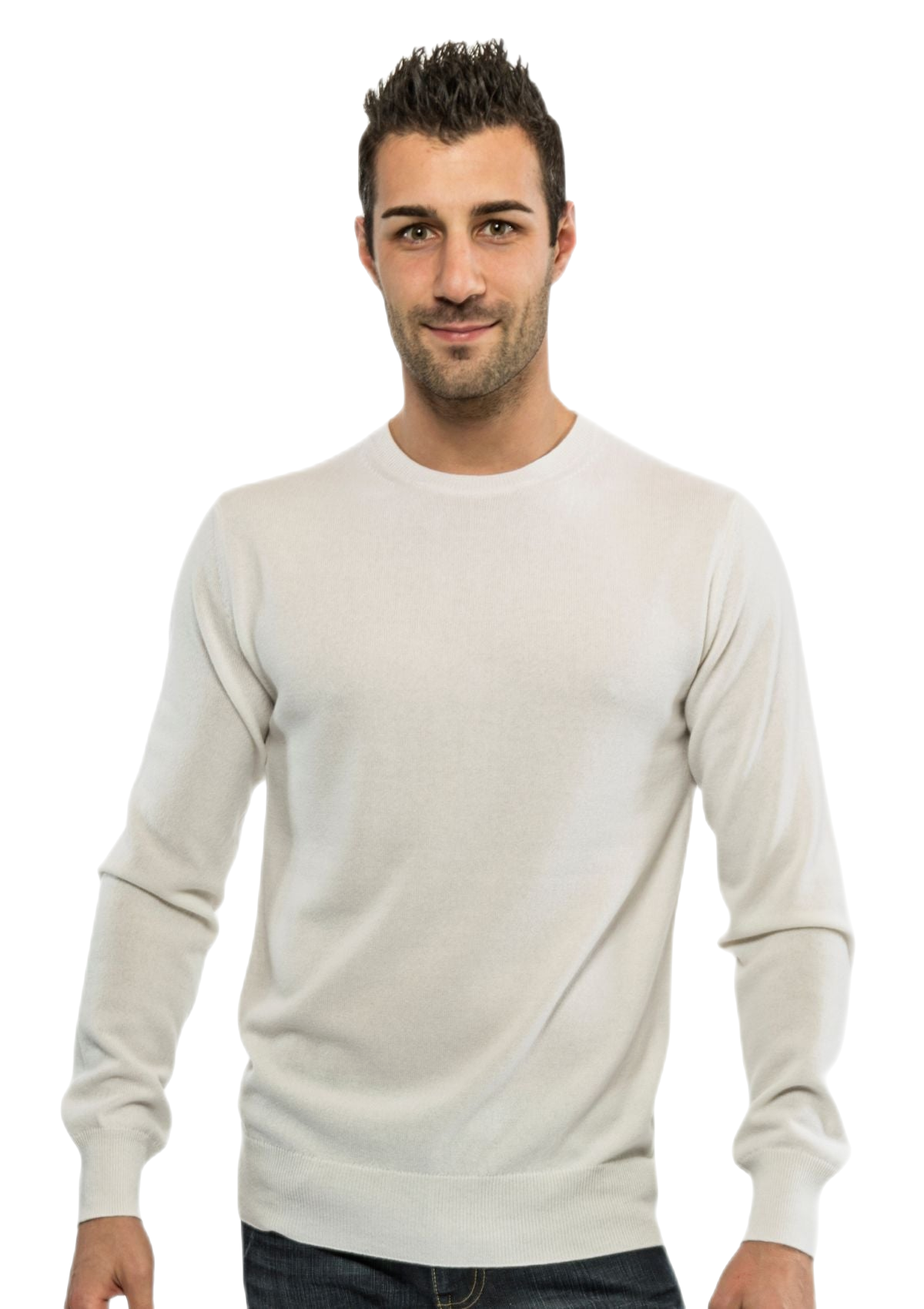 G Man Latte: men's crew neck pullover in milk fiber