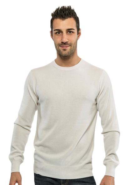G Man Latte: men's crew neck pullover in milk fiber