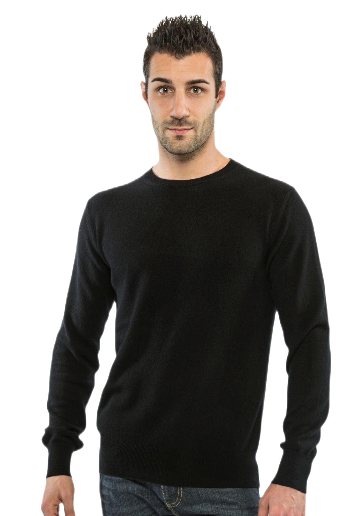 G Man Latte: men's crew neck pullover in milk fiber