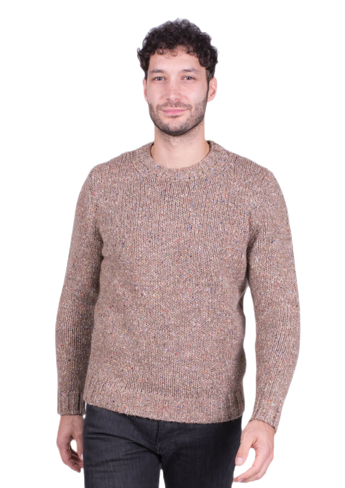 Tartan: jersey de hombre de cuello redondo en lana, seda y mohair