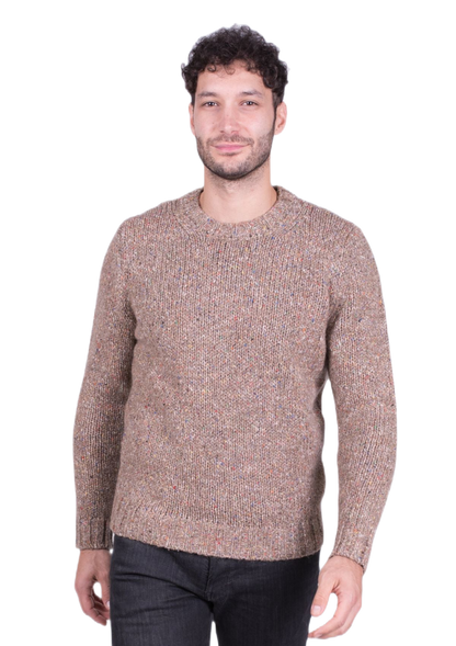 Tartan: jersey de hombre de cuello redondo en lana, seda y mohair