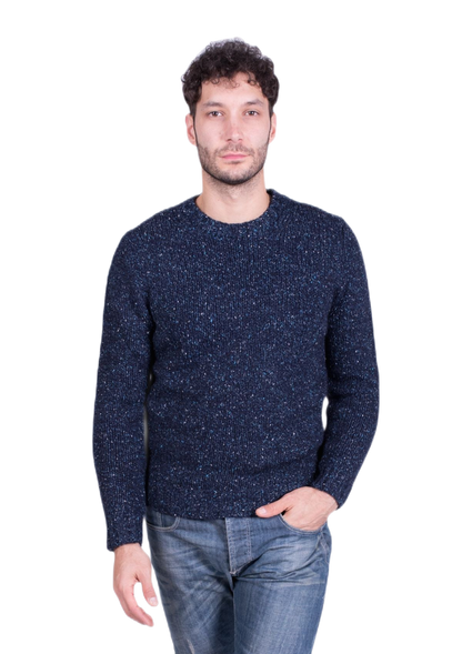 Tartan: jersey de hombre de cuello redondo en lana, seda y mohair