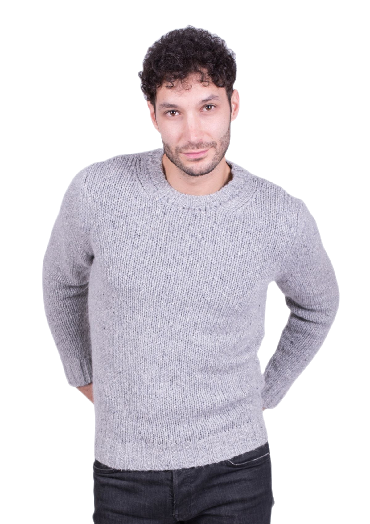 Tartan: jersey de hombre de cuello redondo en lana, seda y mohair