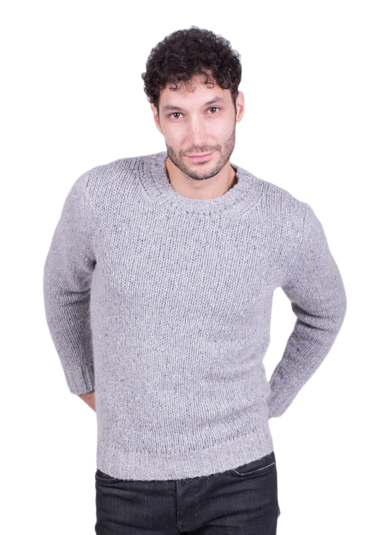 Tartan: jersey de hombre de cuello redondo en lana, seda y mohair