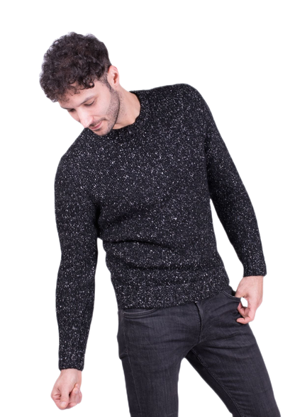 Tartan: jersey de hombre de cuello redondo en lana, seda y mohair