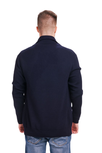 Alexander: cardigã masculino gola alta em lã merino