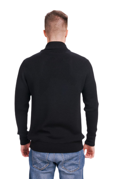 Alexander: cardigã masculino gola alta em lã merino