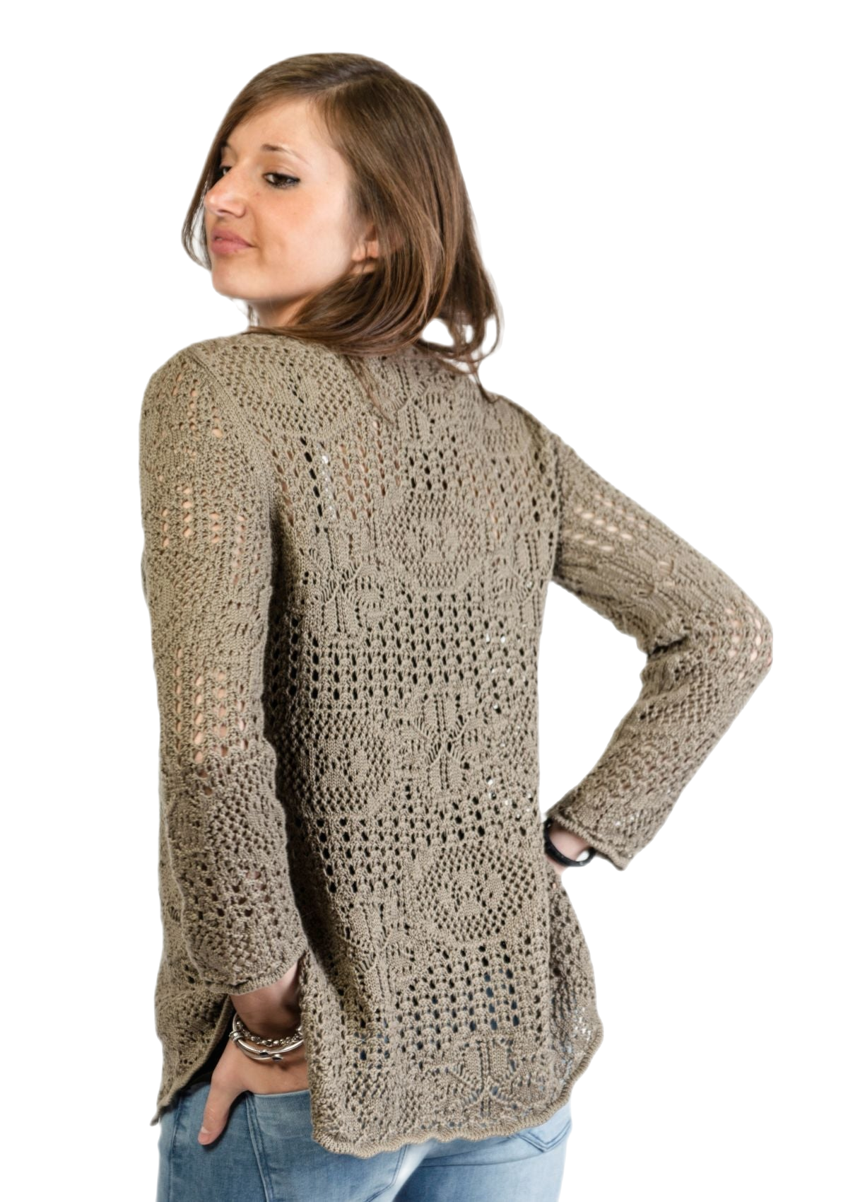Stefy: cárdigan de mujer en encaje de algodón romántico Made in Italy