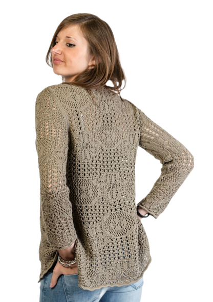 Stefy: cárdigan de mujer en encaje de algodón romántico Made in Italy