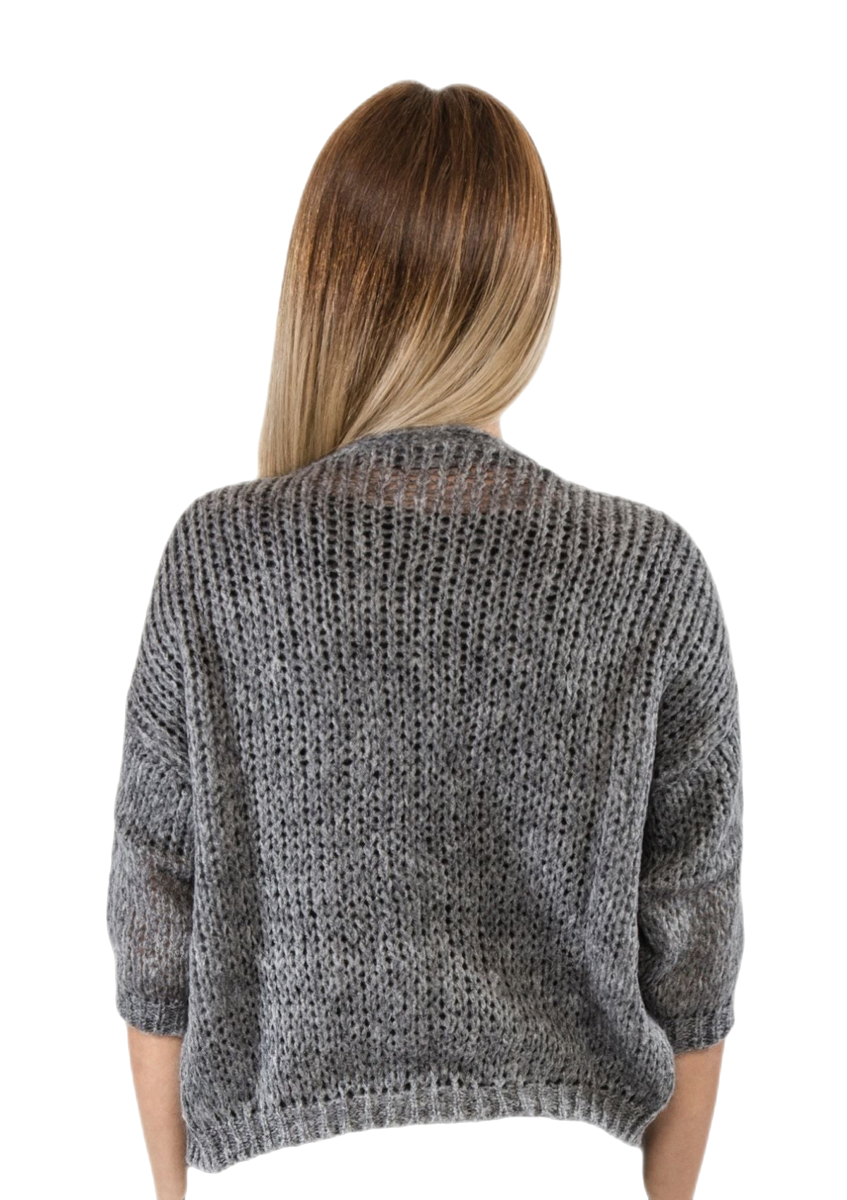 Maria: chaqueta de mujer en mohair sin botones, suave y ligera
