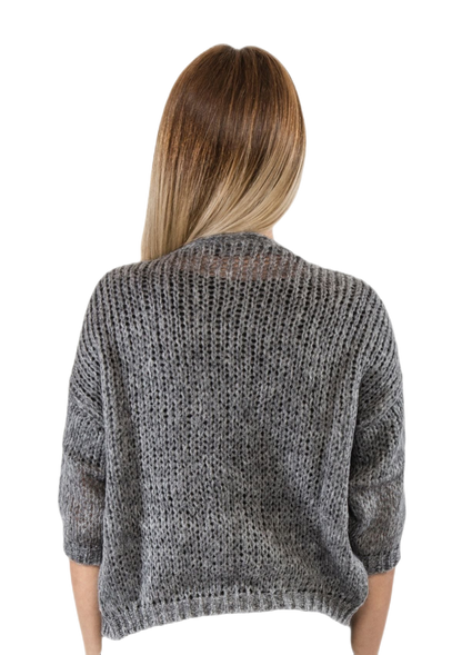 Maria: chaqueta de mujer en mohair sin botones, suave y ligera
