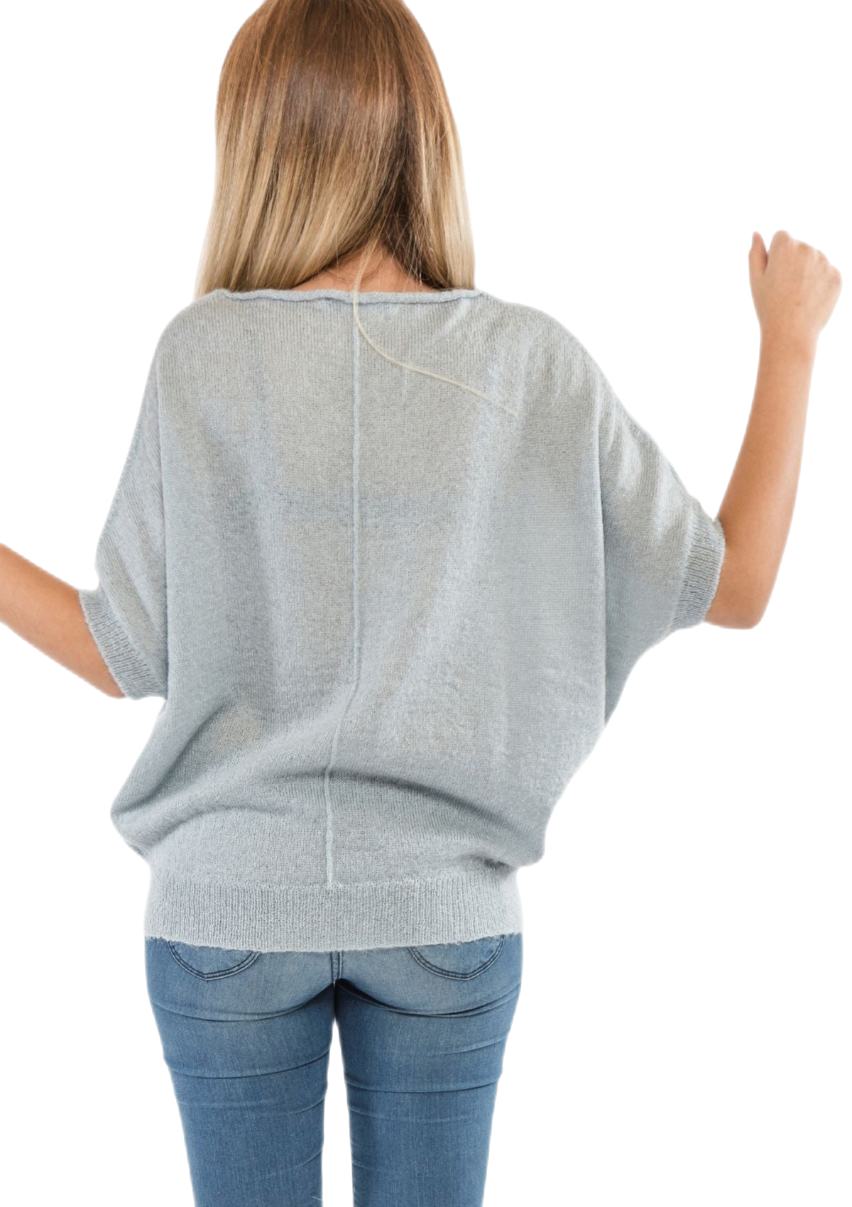 Simona: camiseta de mujer tipo murciélago en mohair sin mangas