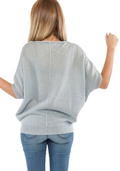 Simona: camiseta de mujer tipo murciélago en mohair sin mangas