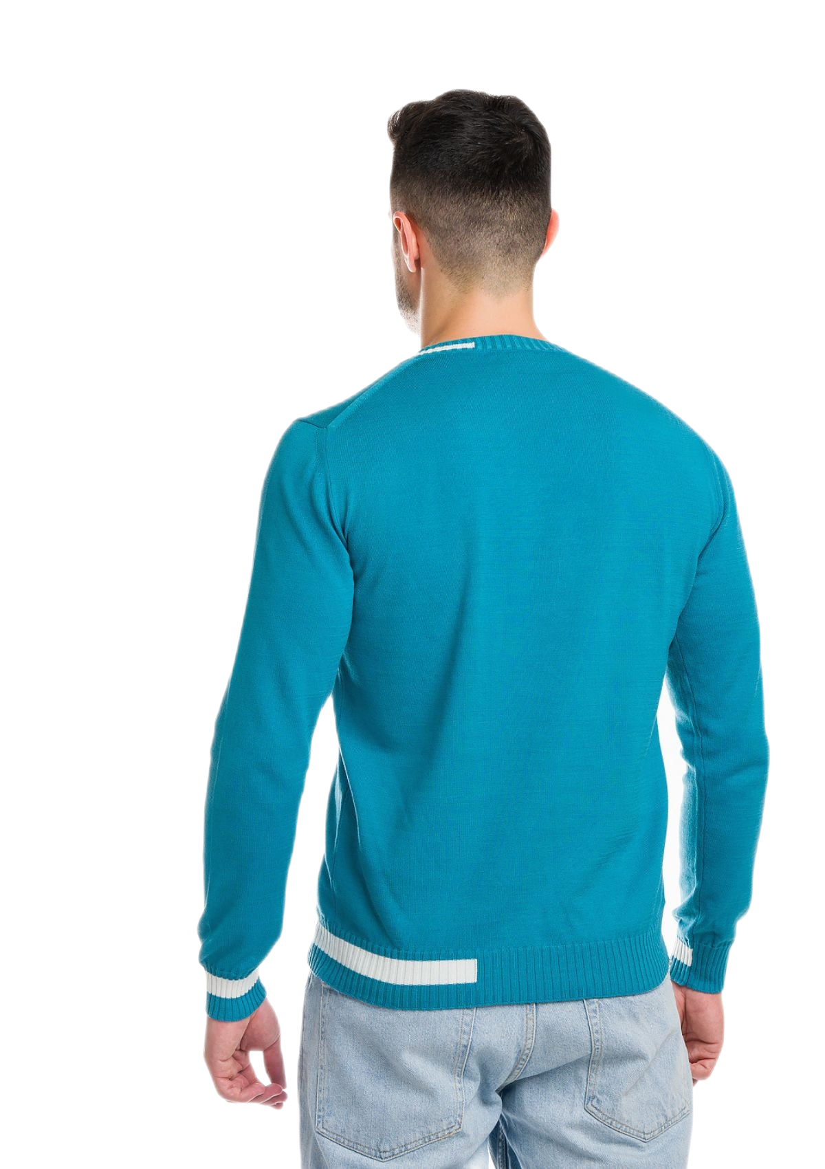 Ibiza: camiseta de hombre en algodón orgánico con cuello en V e inserciones a contraste