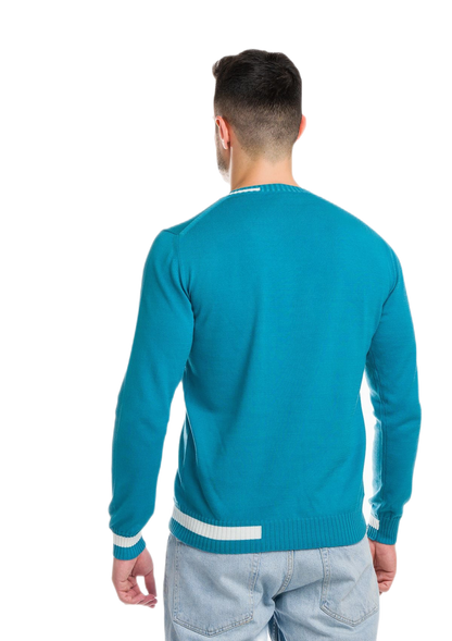 Ibiza: camiseta de hombre en algodón orgánico con cuello en V e inserciones a contraste