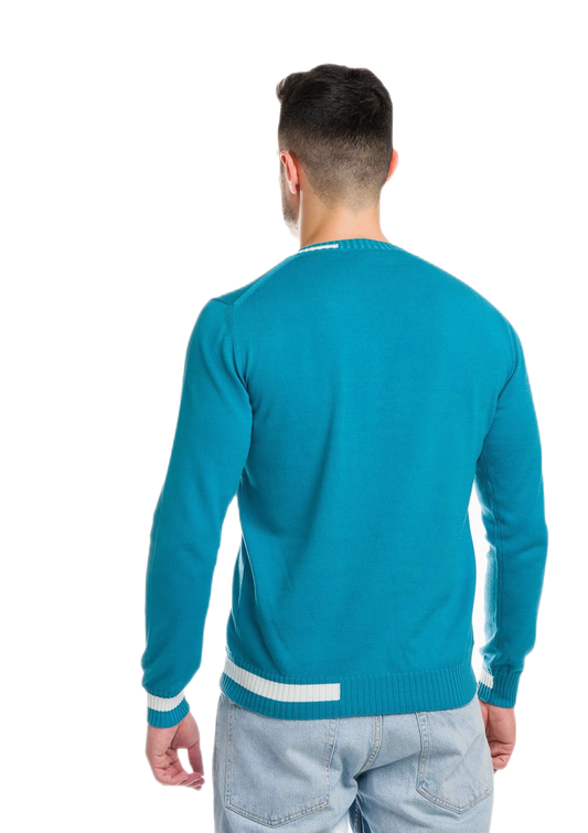 Ibiza: camiseta de hombre en algodón orgánico con cuello en V e inserciones a contraste