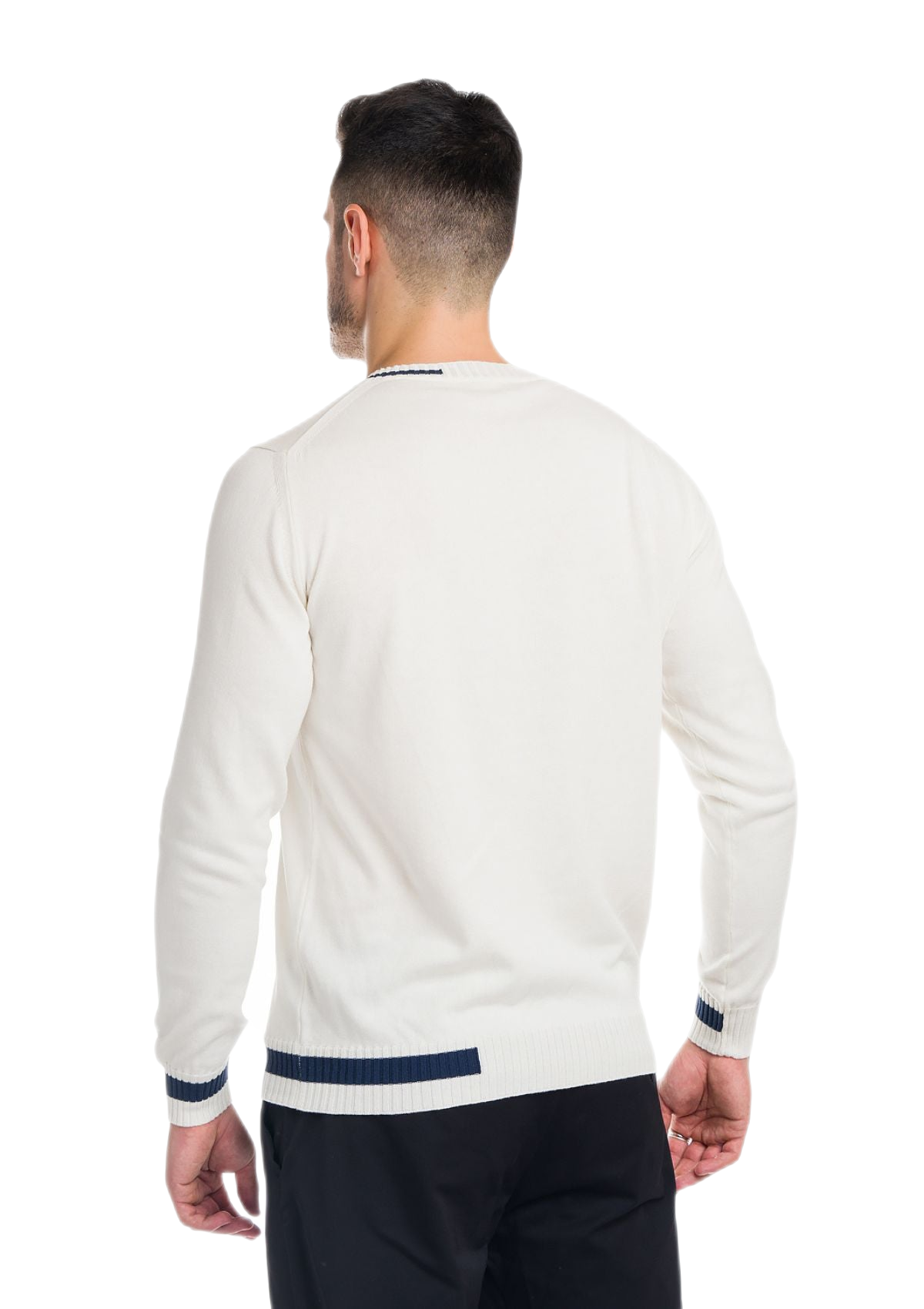 Ibiza: camiseta de hombre en algodón orgánico con cuello en V e inserciones a contraste