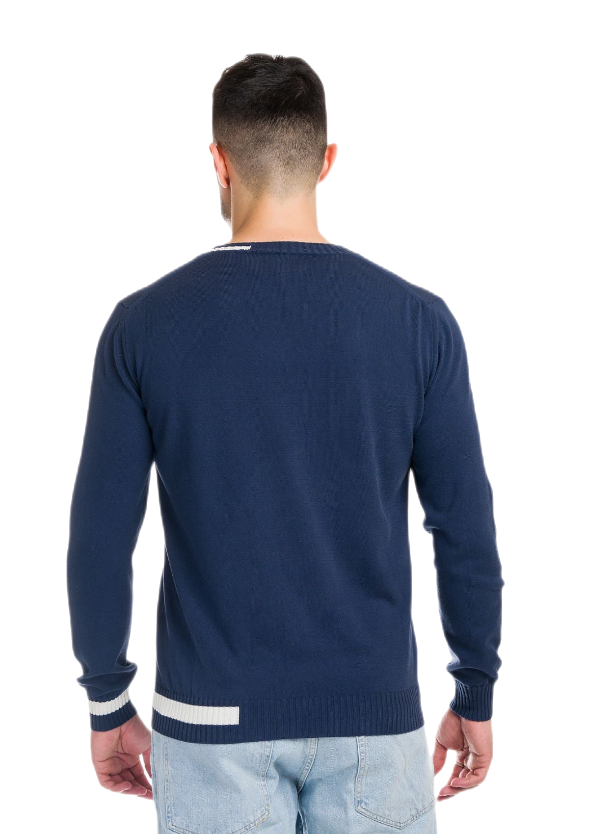 Ibiza: camiseta de hombre en algodón orgánico con cuello en V e inserciones a contraste