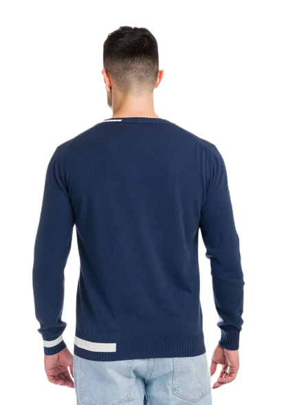 Ibiza: camiseta de hombre en algodón orgánico con cuello en V e inserciones a contraste