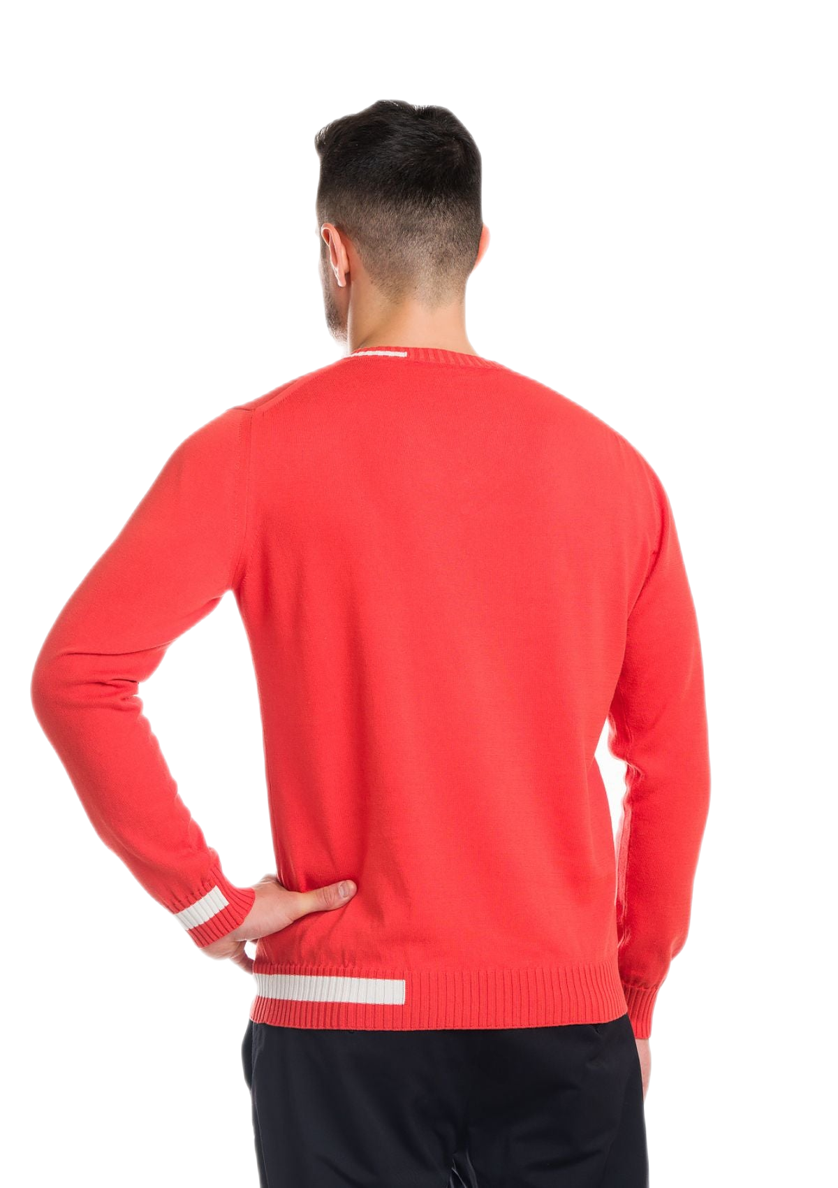 Ibiza: camiseta de hombre en algodón orgánico con cuello en V e inserciones a contraste