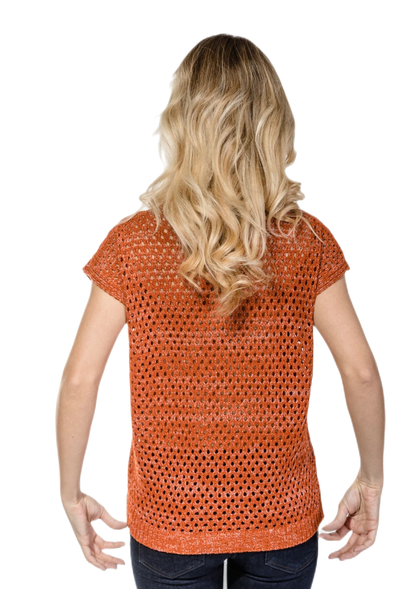 Gianna: camiseta de mujer de algodón calado Made in Italy