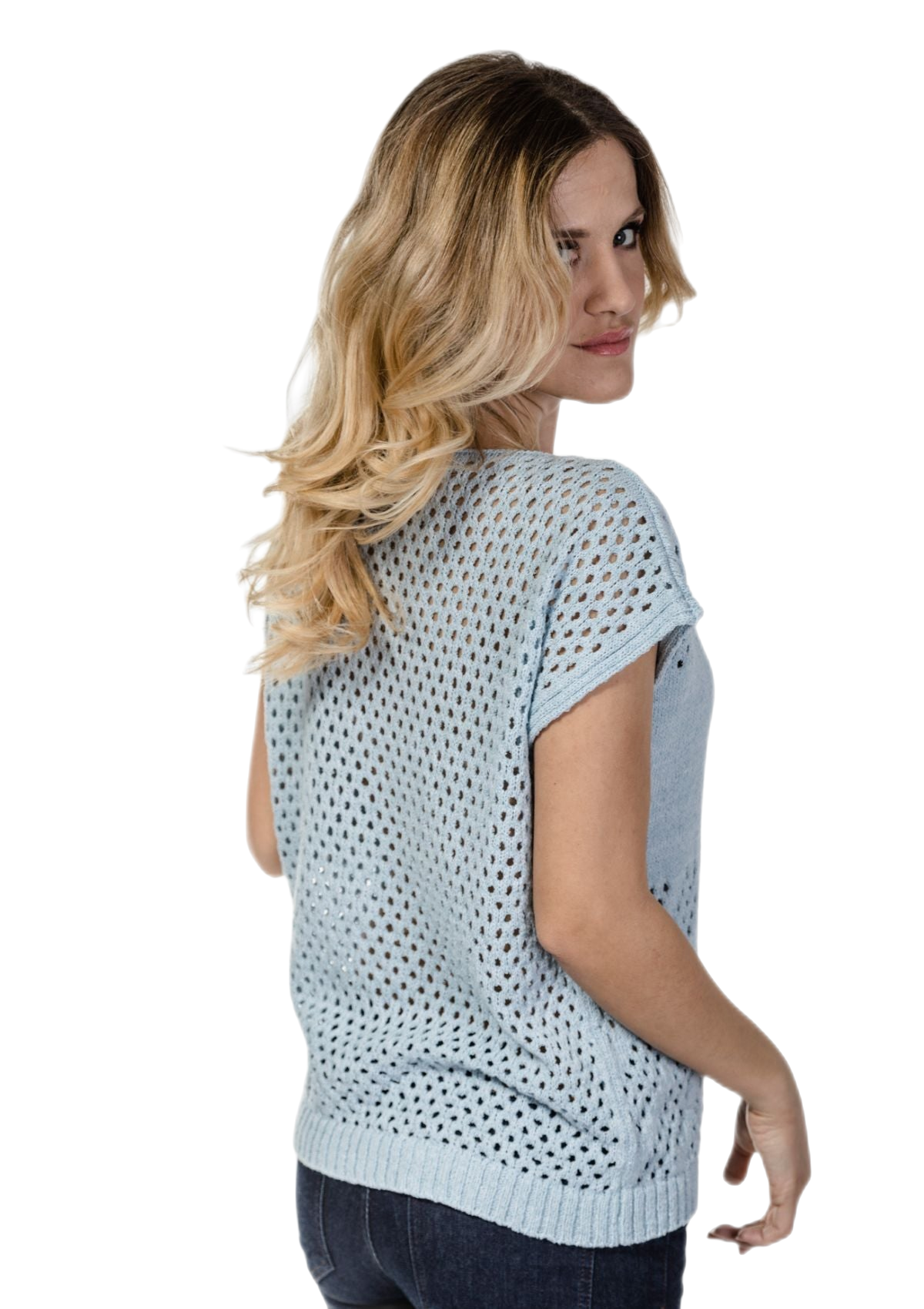 Gianna: camiseta de mujer de algodón calado Made in Italy