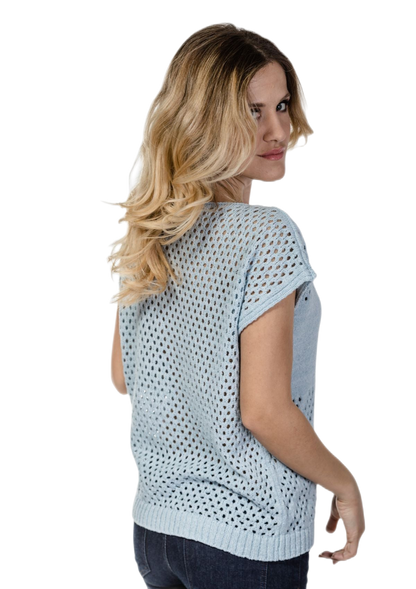 Gianna: camiseta de mujer de algodón calado Made in Italy