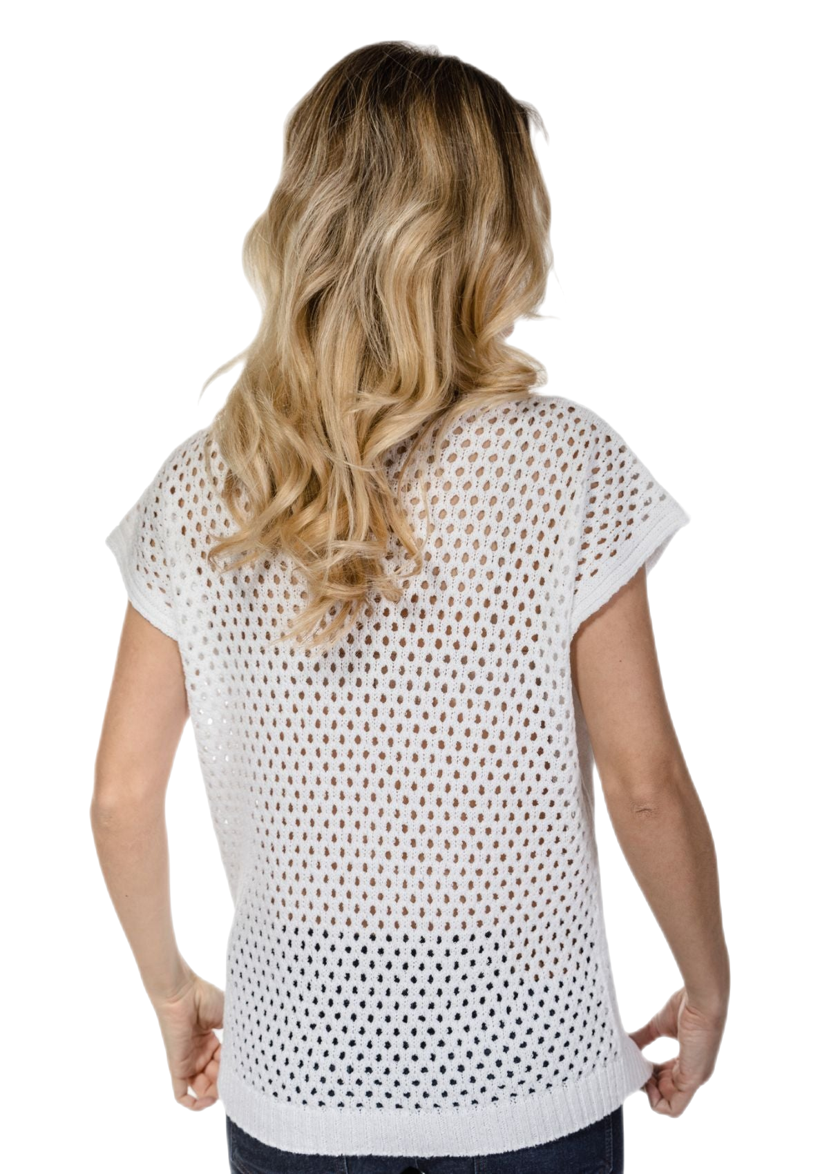 Gianna: camiseta de mujer de algodón calado Made in Italy