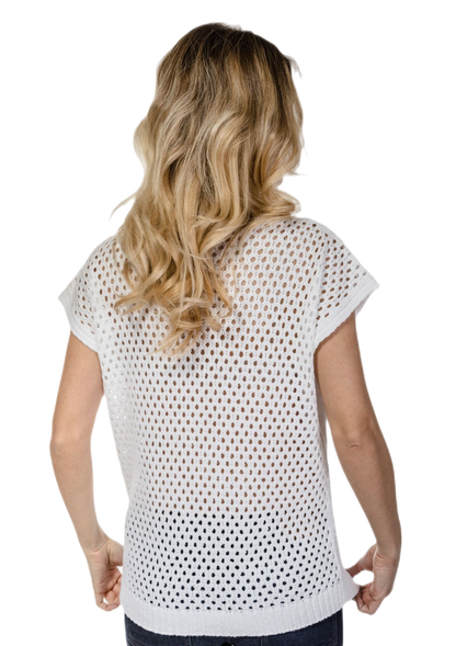 Gianna: camiseta de mujer de algodón calado Made in Italy