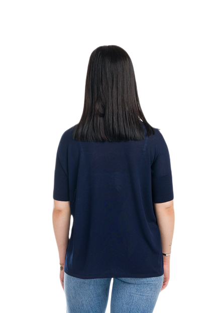 Mafalda: maxi camiseta de mujer de cuello redondo en viscosa con motivo punzonado