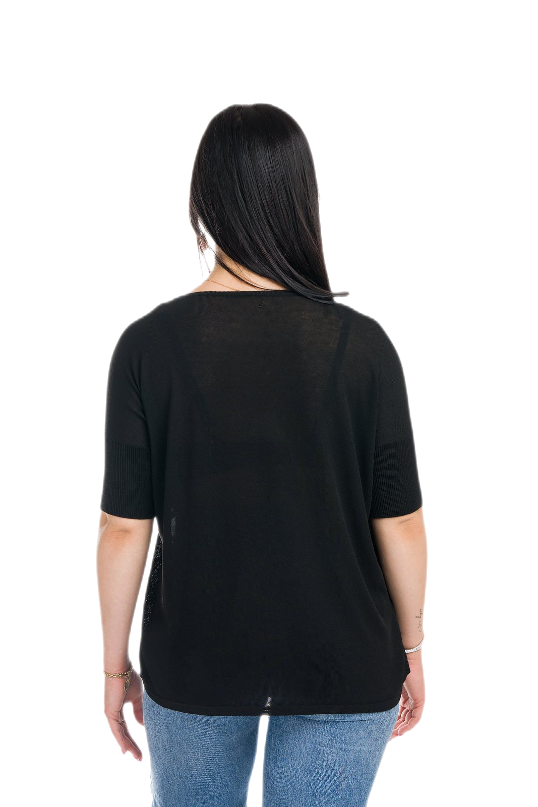 Mafalda: maxi camiseta de mujer de cuello redondo en viscosa con motivo punzonado