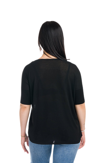 Mafalda: maxi camiseta de mujer de cuello redondo en viscosa con motivo punzonado