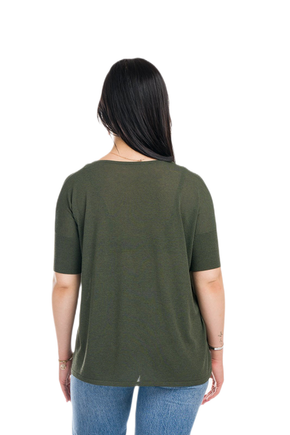 Mafalda: maxi camiseta de mujer de cuello redondo en viscosa con motivo punzonado