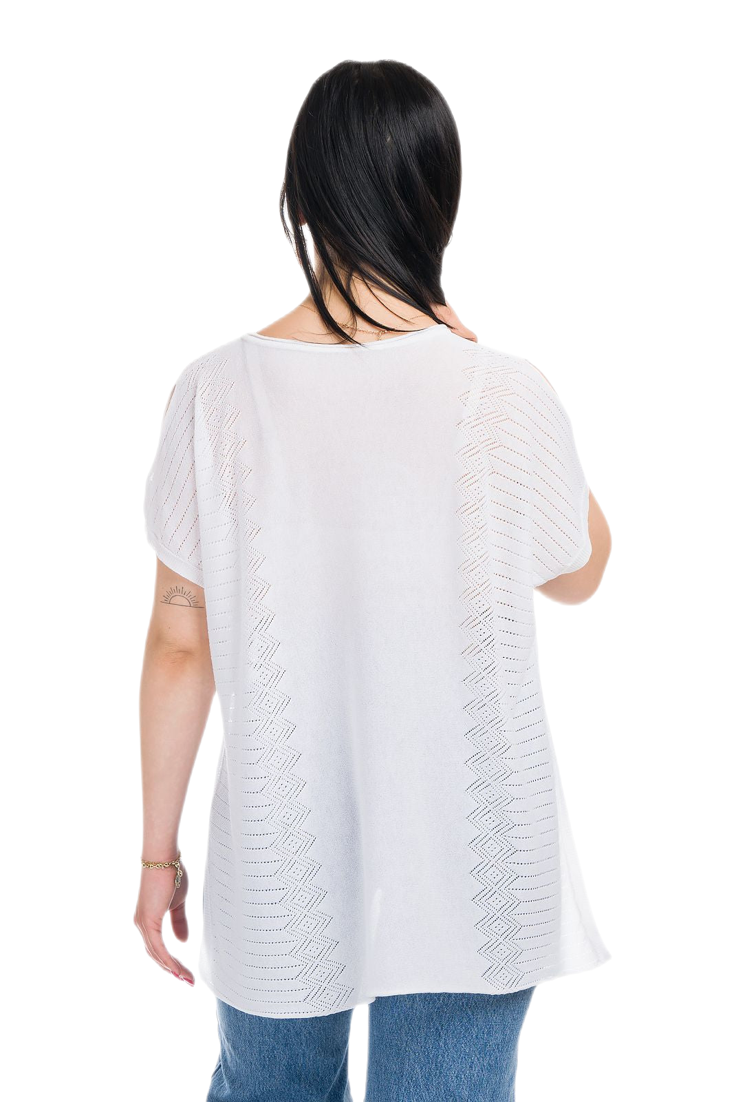 Kate: maxi camiseta de mujer de cuello redondo en viscosa con transparencias y aberturas