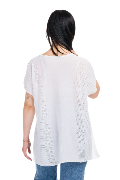 Kate: maxi camiseta de mujer de cuello redondo en viscosa con transparencias y aberturas