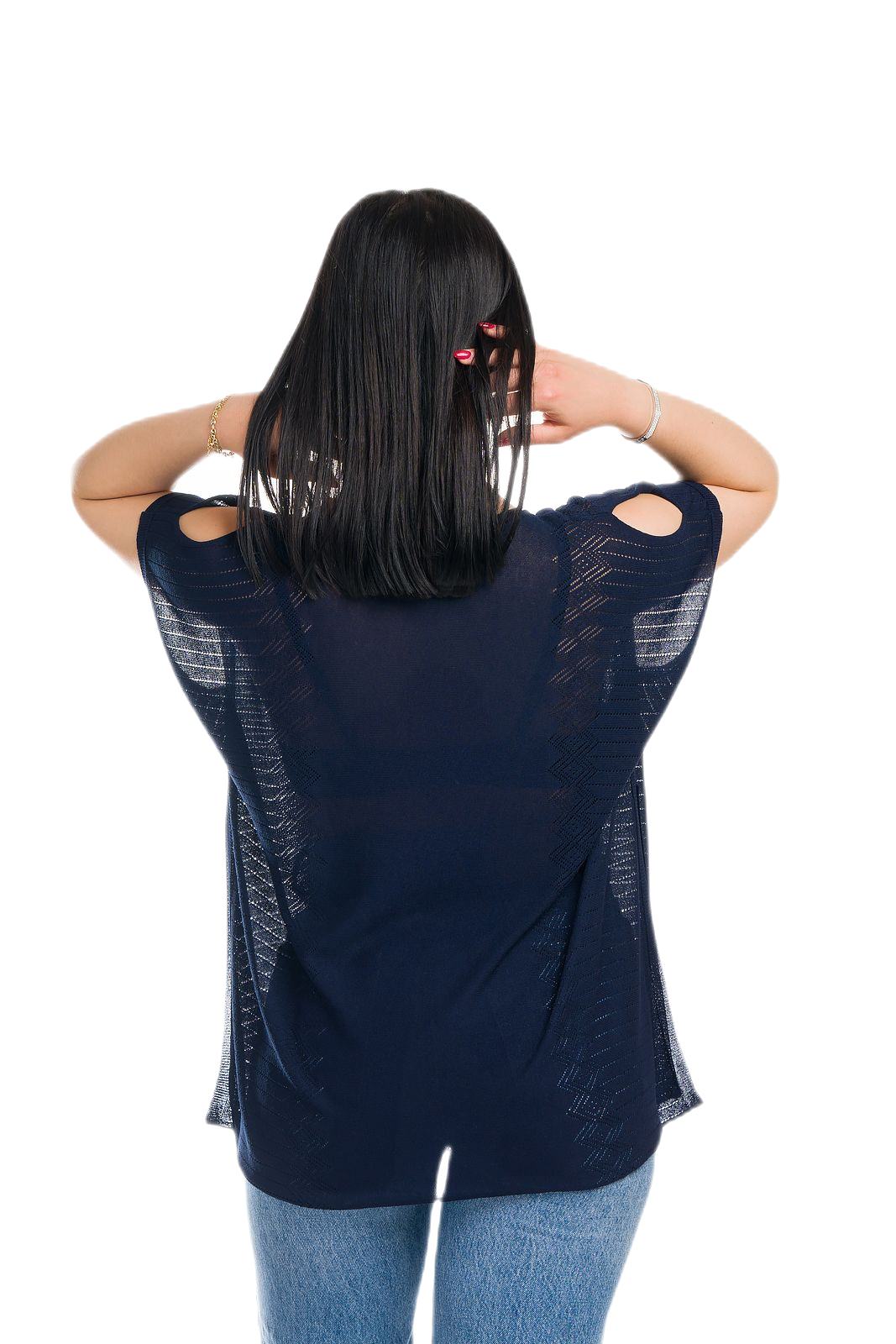 Kate: maxi camiseta de mujer de cuello redondo en viscosa con transparencias y aberturas