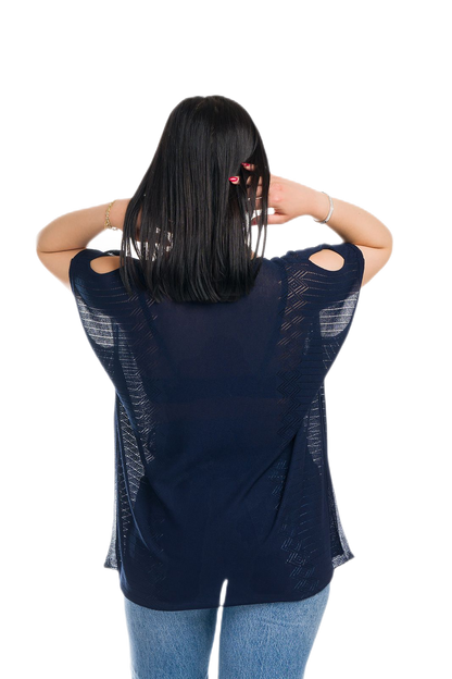 Kate: maxi camiseta de mujer de cuello redondo en viscosa con transparencias y aberturas