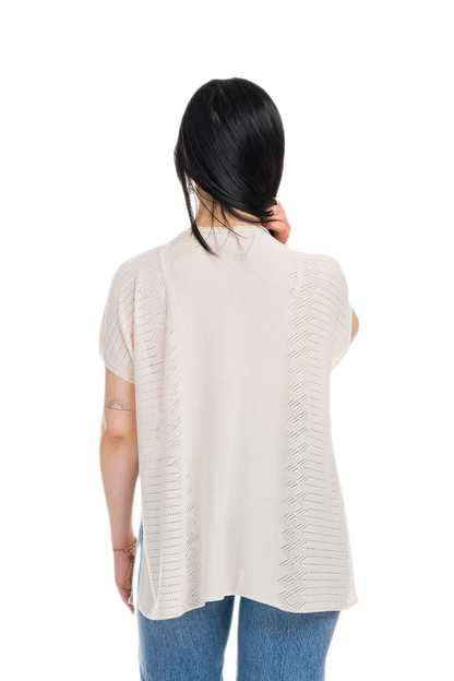 Kate: maxi camiseta de mujer de cuello redondo en viscosa con transparencias y aberturas