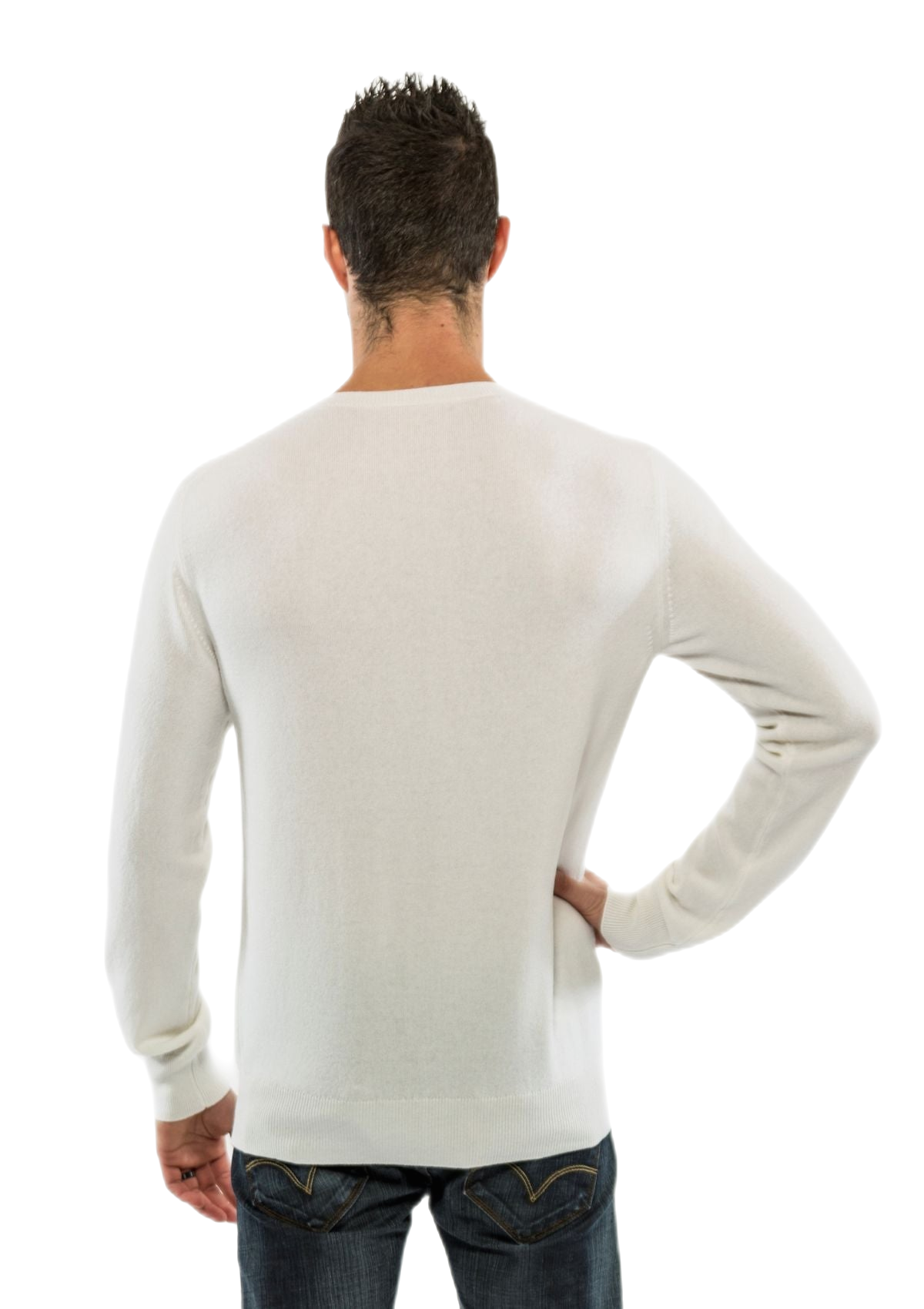 G Man Latte: men's crew neck pullover in milk fiber
