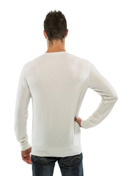 G Man Latte: men's crew neck pullover in milk fiber
