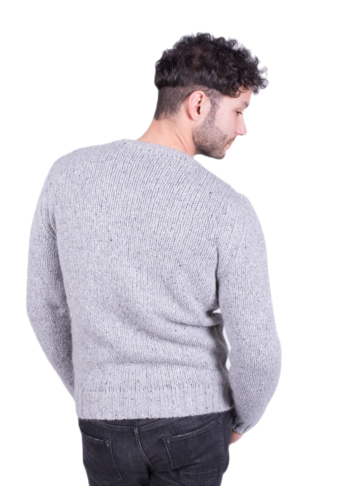 Tartan: jersey de hombre de cuello redondo en lana, seda y mohair