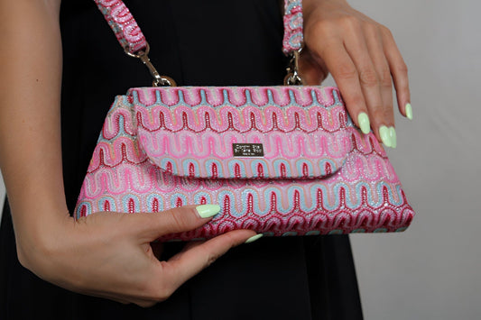 Baby Optical – Glitzertasche aus Jacquard-Stoff
