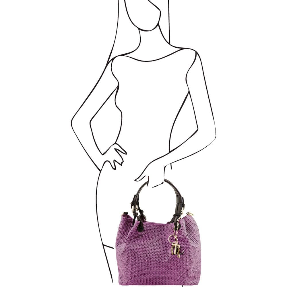 TL KeyLuck – Borsa Shopping in Pelle Stampata Woven | TL141573