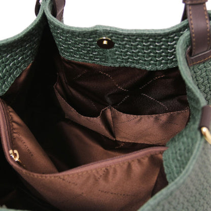 TL KeyLuck – Borsa Shopping in Pelle Stampata Woven | TL141573