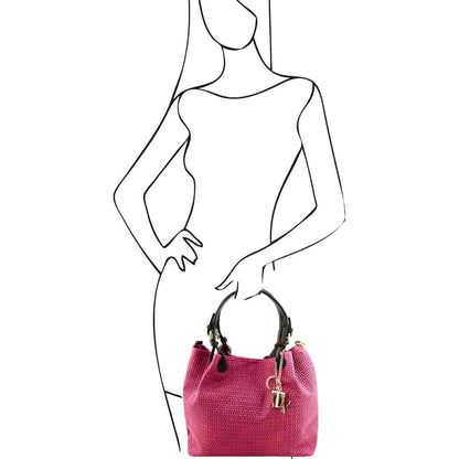 TL KeyLuck – Borsa Shopping in Pelle Stampata Woven | TL141573