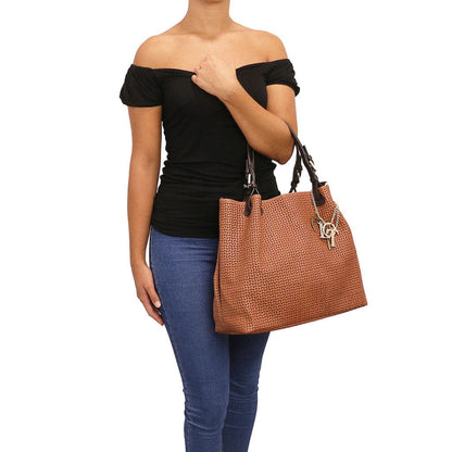 TL KeyLuck – Borsa Shopping in Pelle Stampata Woven | TL141573